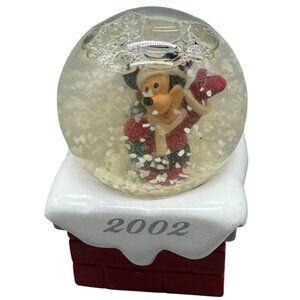 Christmas Disney 2002 Mickey Mouse Snow Globe Red Brick Base READ